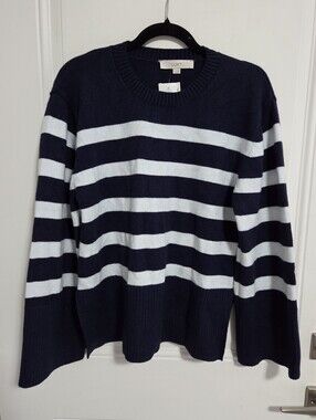 NWT - LOFT By Ann Taylor Women's Striped Cotton Sweater - Size L